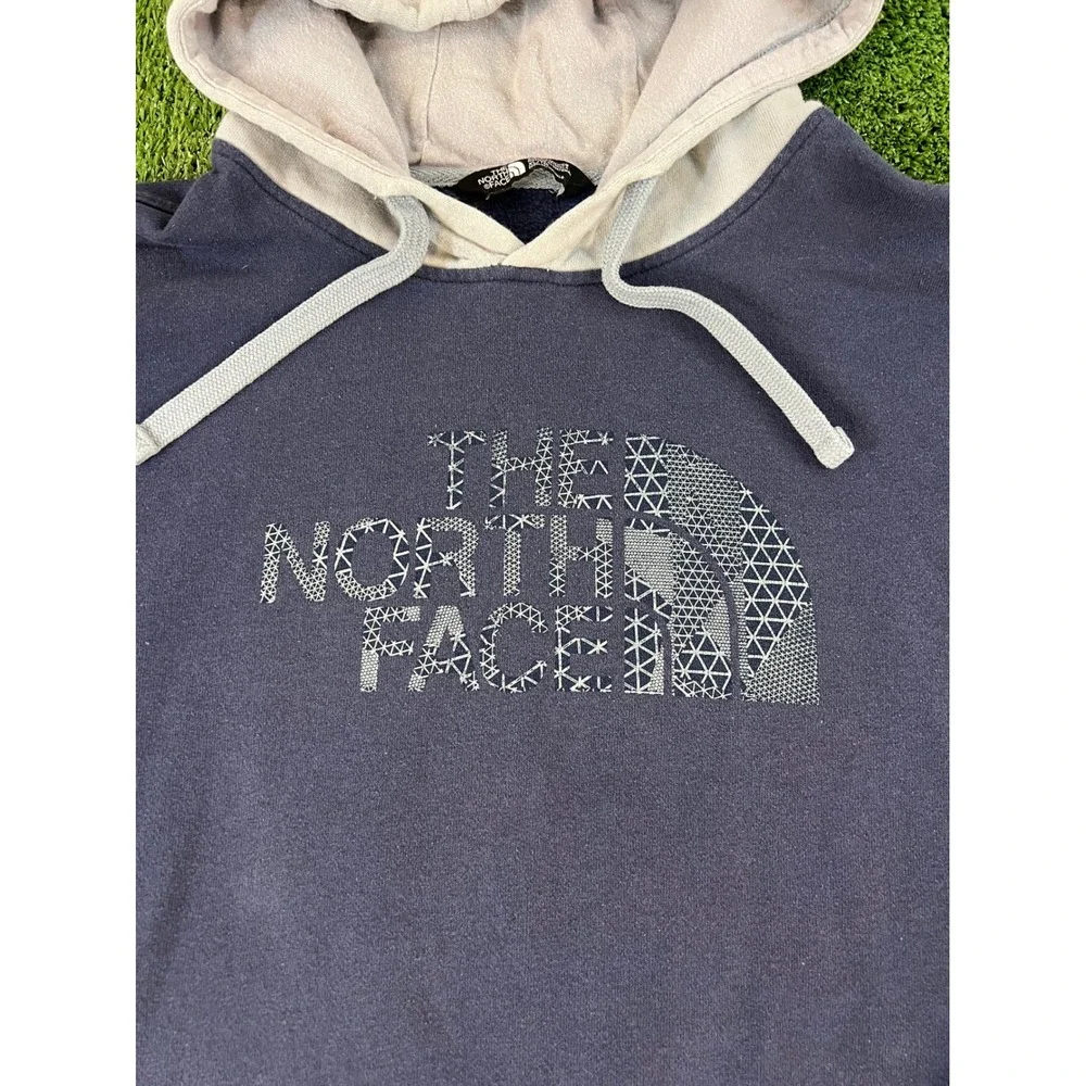 The‎ North Face Mens Hoodie XL Blue Gray Colorblock Geometric Logo Pullover